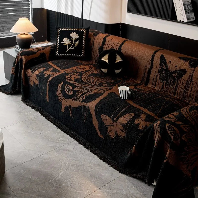 Butterfly Camping Picnic Sofa Cover 2025 All-season Leopard Chenille Sofa Covers Throw Blanket Camping Mats housses de canapé